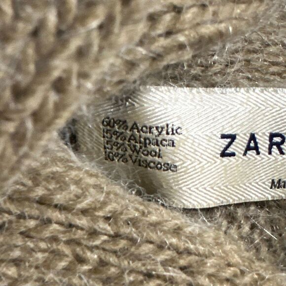 Zara knits wool alpaca sweater tunic belted medium beige - Picture 5 of 10